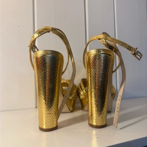 Jessica Simpson Gold Strappy Heels - Picture 3 of 7